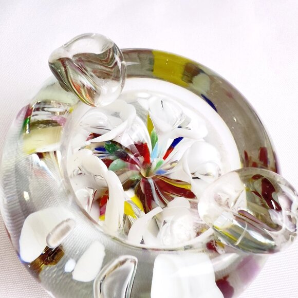 Kent Helms Vintage Signed Art Glass Paperweight Abstract Floral Studio Crafted - Picture 8 of 11